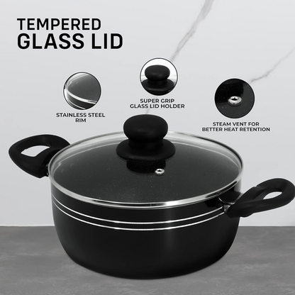 Stock Pot Non Stick Saucepan Cooking Casserole Pots Pans Cookware Marble Coated