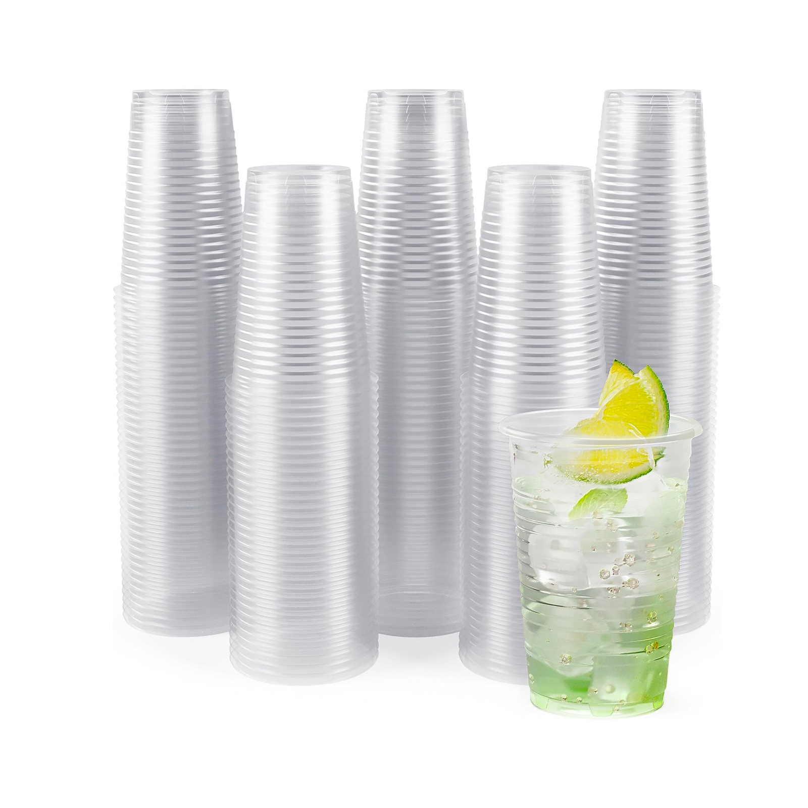 Plastic Cups Clear White Reusable Glasses Water Party Wedding Drinking 7oz Vend
