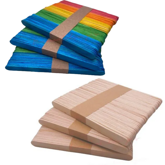 Craft Sticks Lolly Lollipop Sticks Coloured Natural Wooden Model 120 Sticks