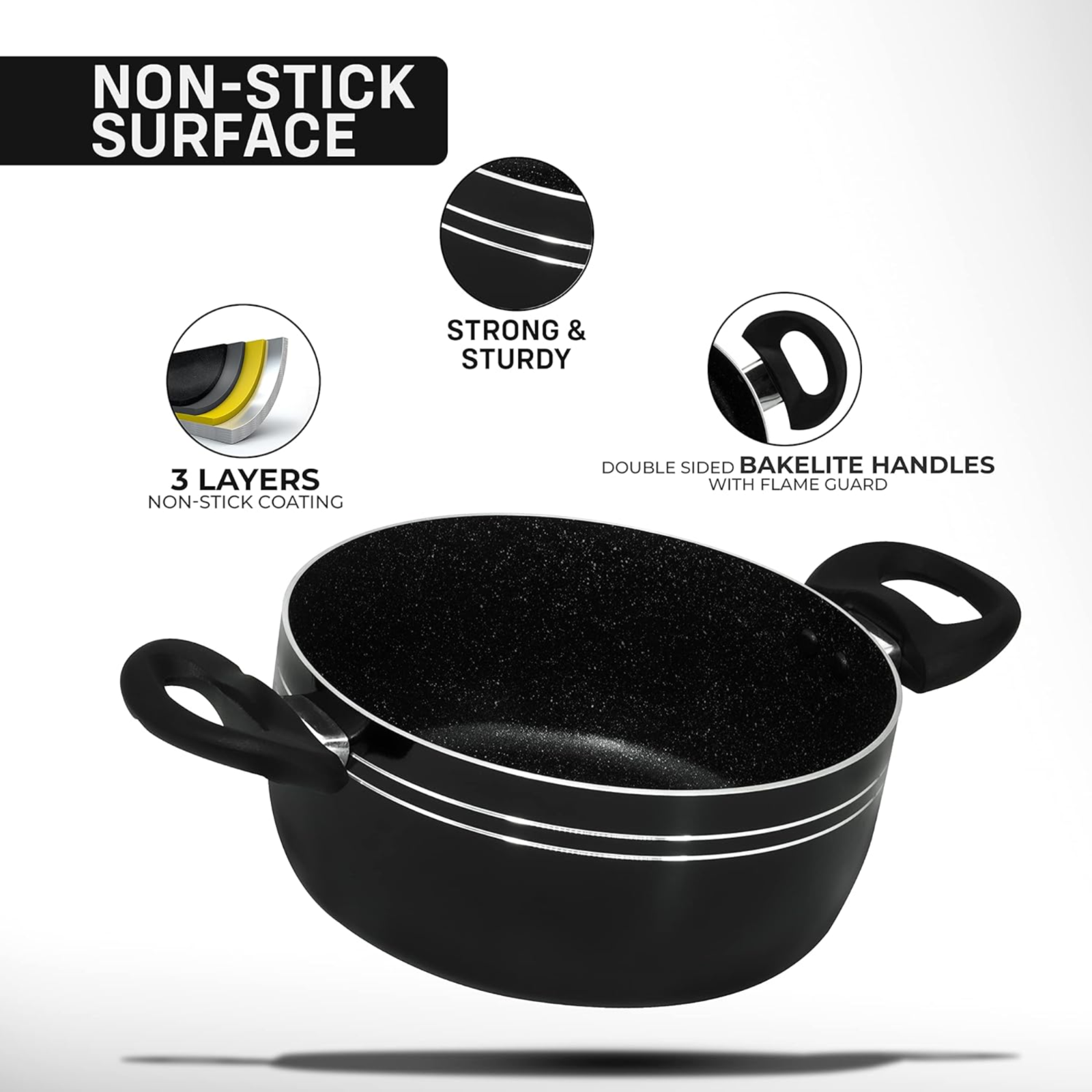 Stock Pot Non Stick Saucepan Cooking Casserole Pots Pans Cookware Marble Coated