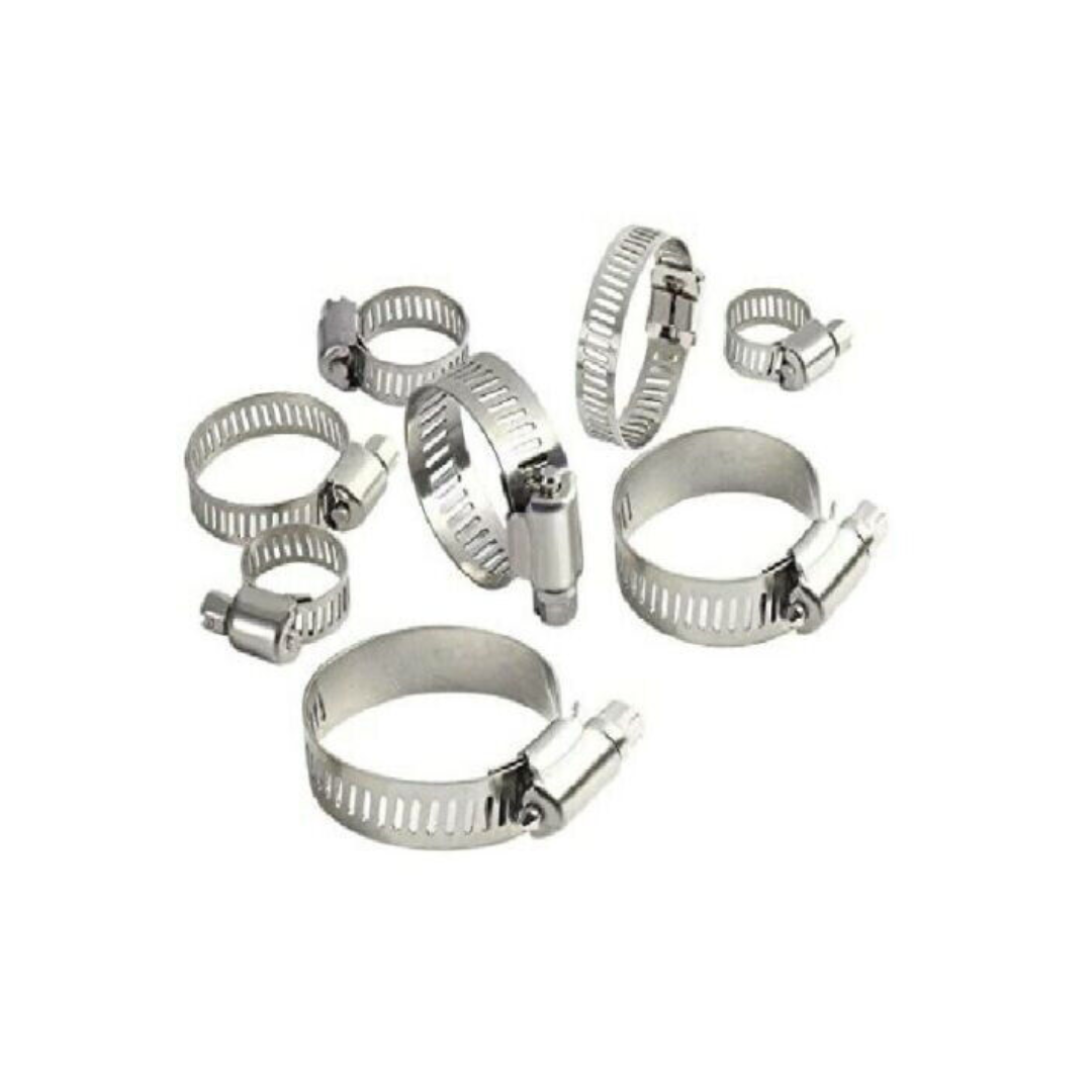Assorted Stainless Steel Hose Clamp Kit Adjustable Clips Set Garden Home 10pcs