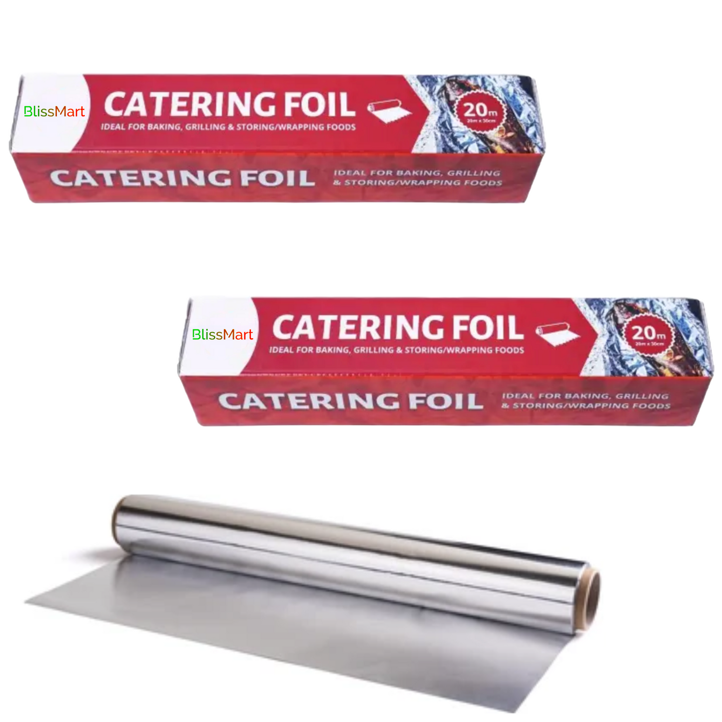 Kitchen Tin Foil Catering Rolls Aluminium Food Grade Oven Baking Wrap 20m x 30cm