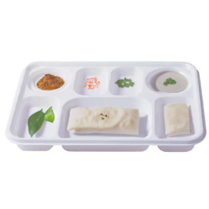 7 Compartment Plastic Plates Reusable Heavy-Duty Dinnerware Disposable Plates