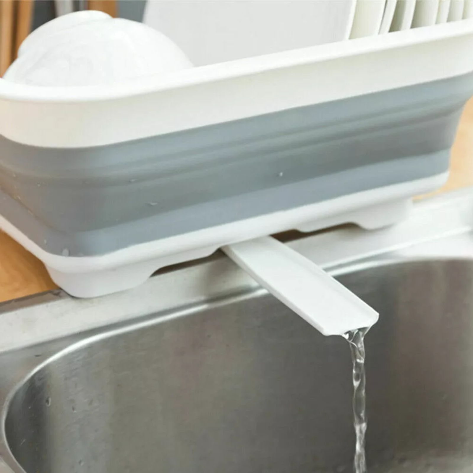 BlissMart Collapsible Dish Drainer Drying Rack Space-Saving With Cutlery Divider