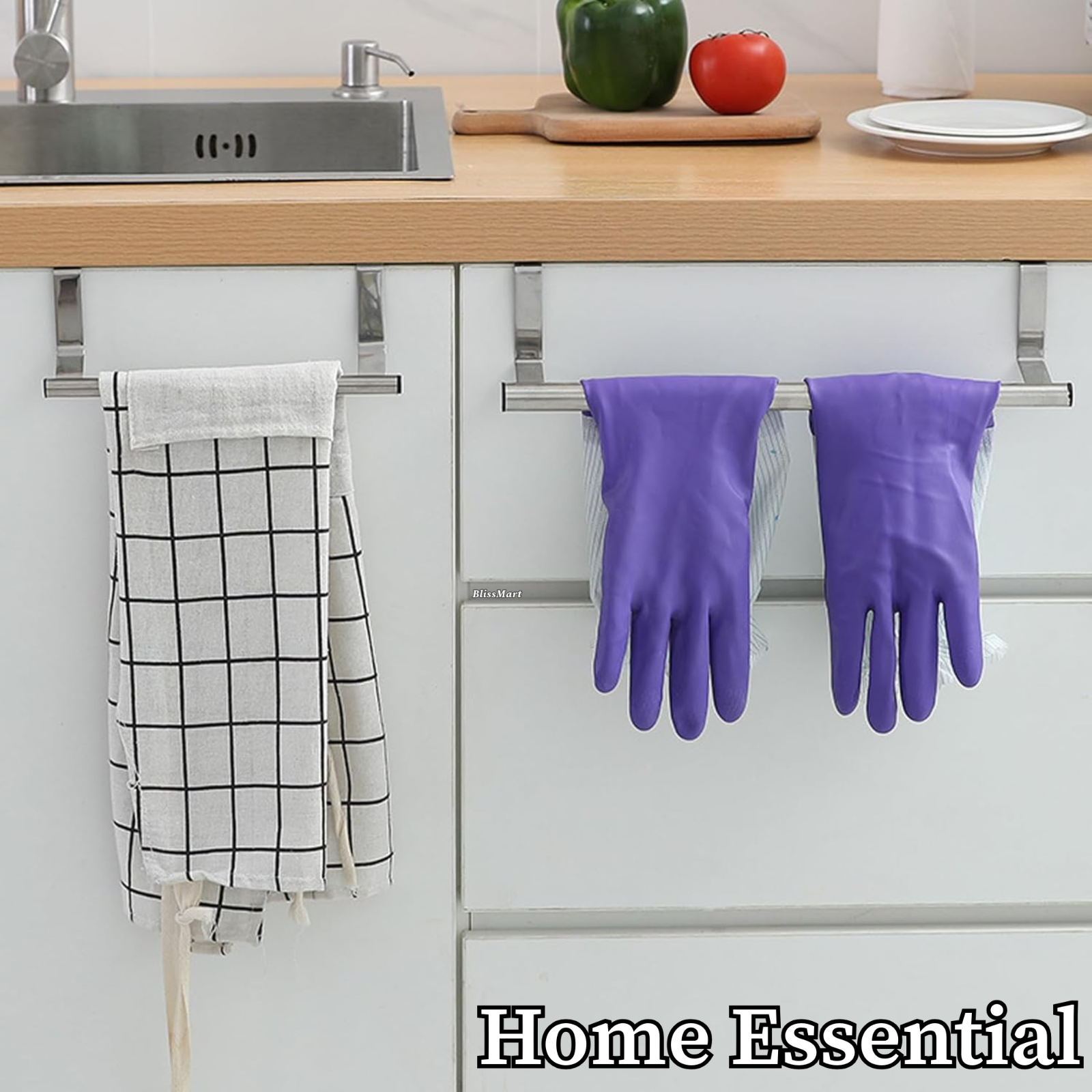 2 Extendable Over Chrome Cabinet Towel Rail Holder Bathroom Kitchen Storage Rack