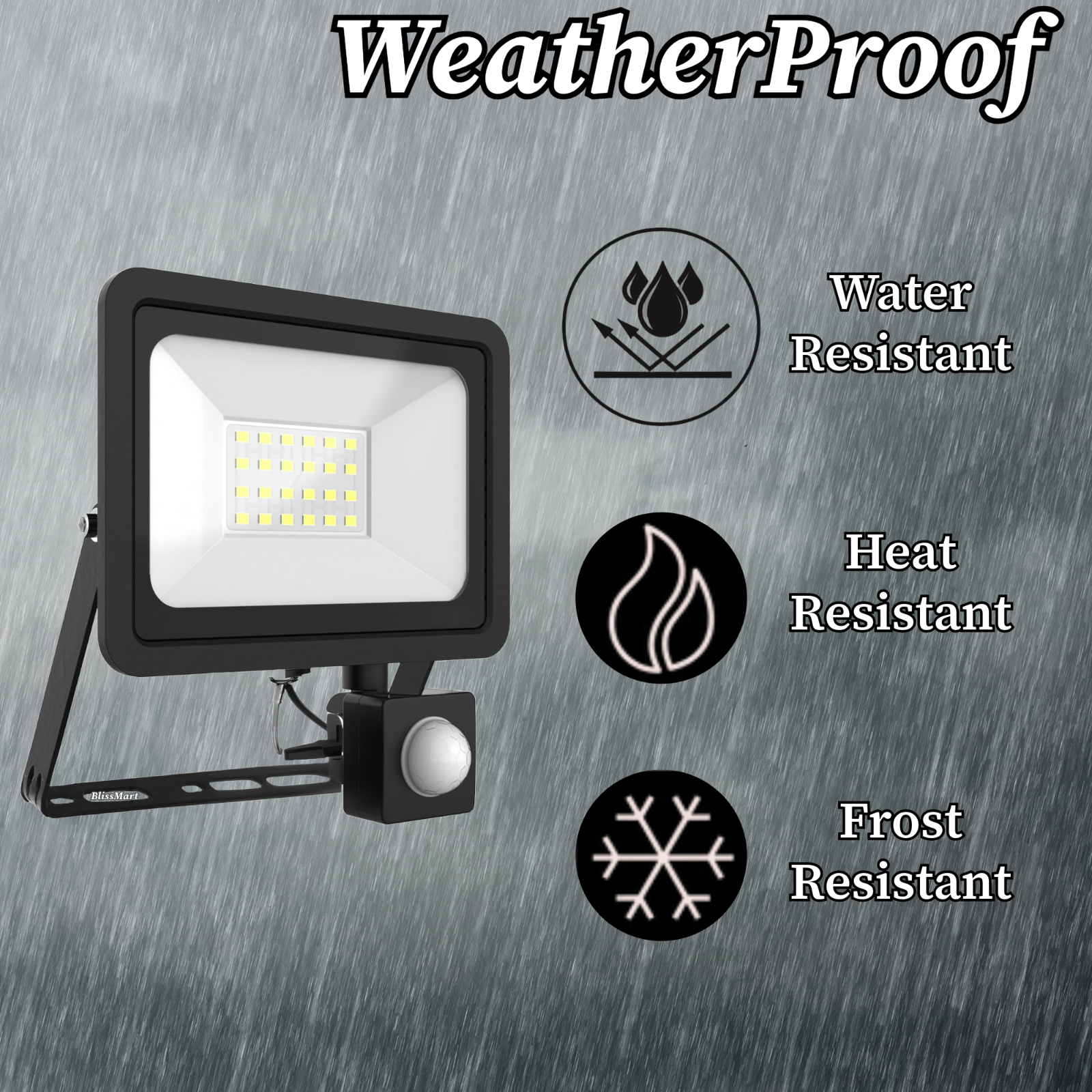 LED Flood Light With PIR Motion Sensor Floodlight Outdoor Garden Security Lamp