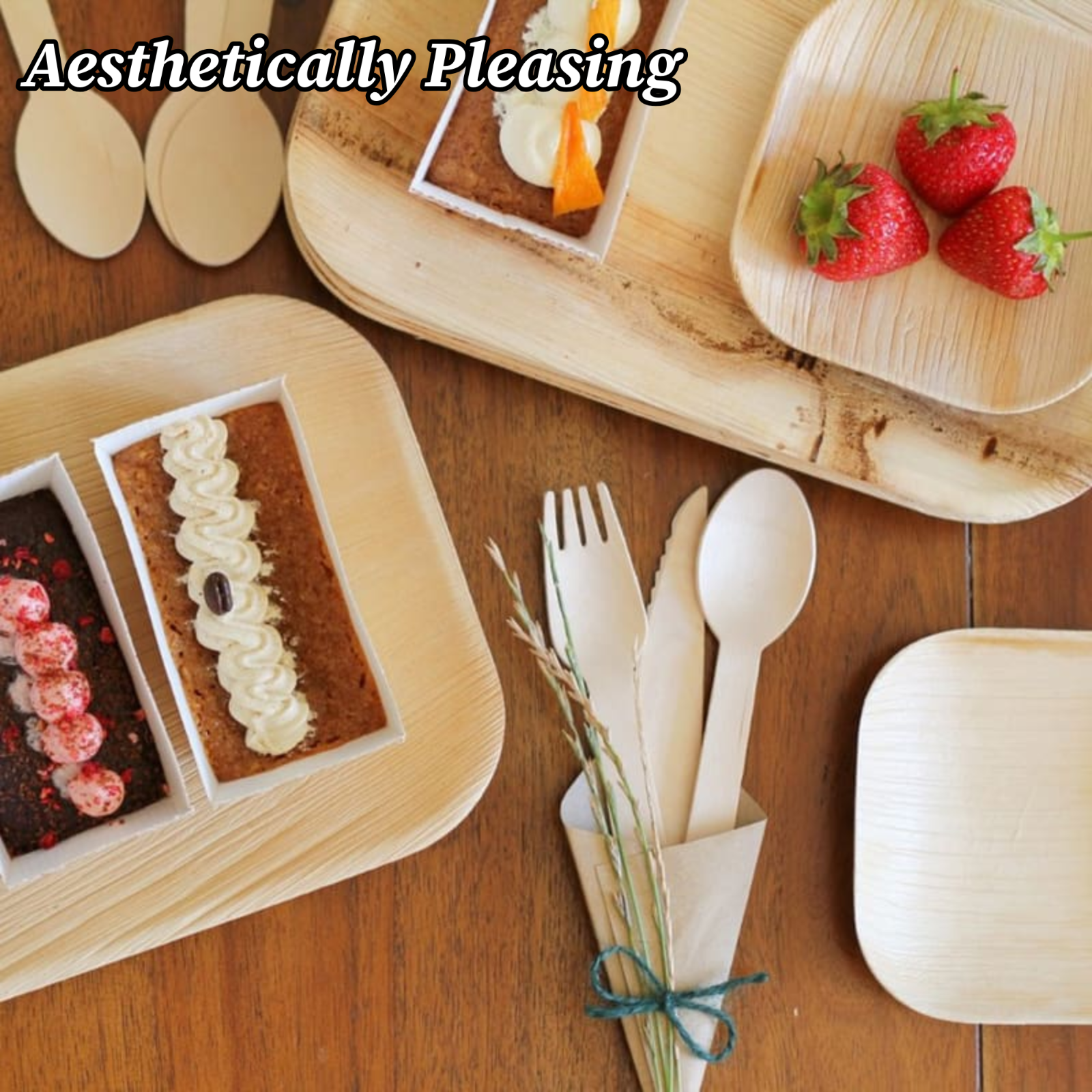Wooden Cutlery Knives Forks Spoons Disposable Biodegradable Party BBQ ECO x 300