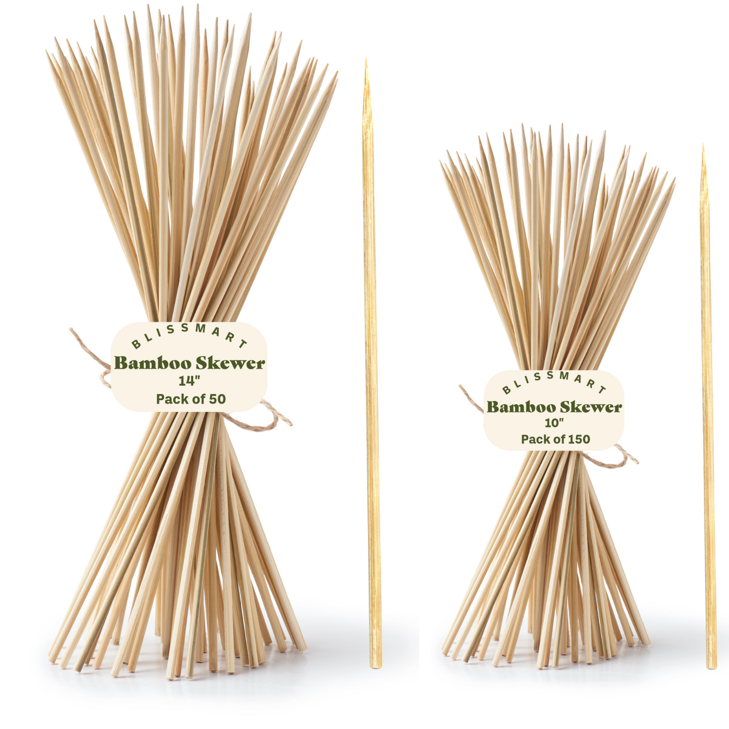 BBQ BAMBOO STICKS Wooden Skewers Kebab Fruit Chocolate Fountain Sticks 2 Sizes