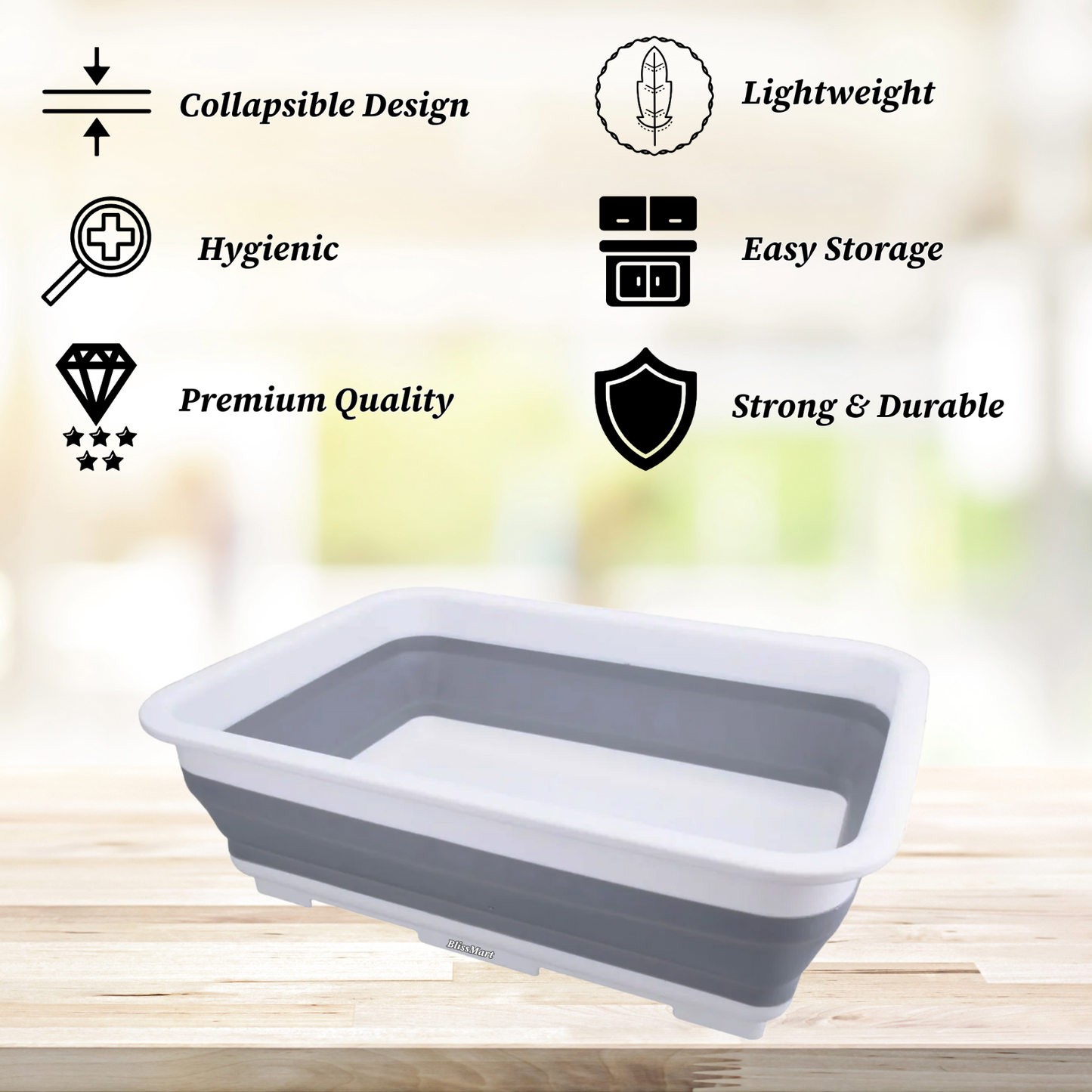 Foldable Multipurpose Basin Collapsible Washing Up Bowl Camping Sink Travel UK