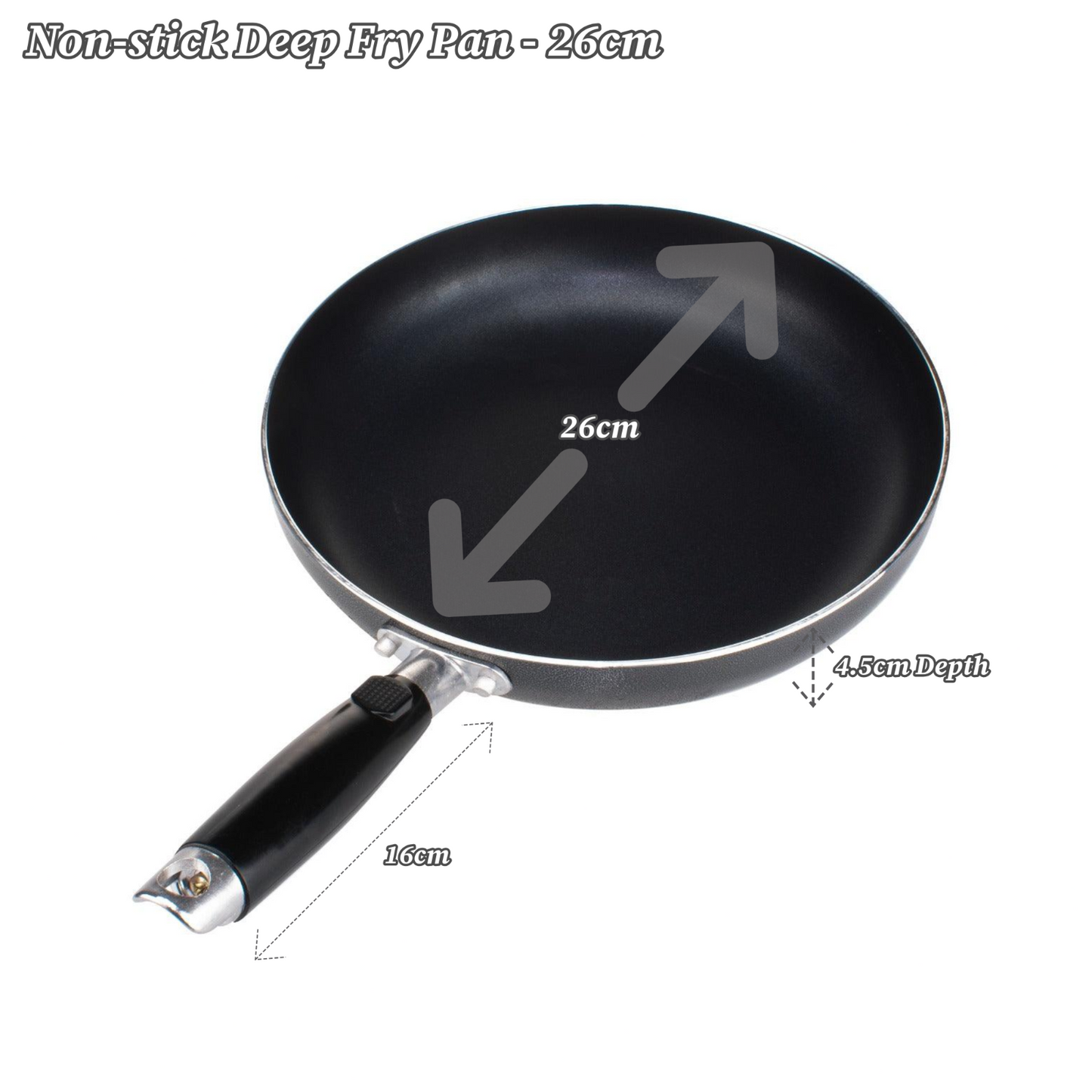 Non Stick Deep Frying Pan 12cm 18cm 20cm 24cm 28cm 30cm Mini Pan Gas Electric UK