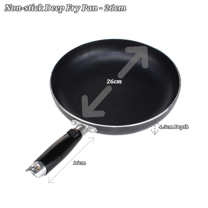Non Stick Deep Frying Pan 12cm 18cm 20cm 24cm 28cm 30cm Mini Pan Gas Electric UK