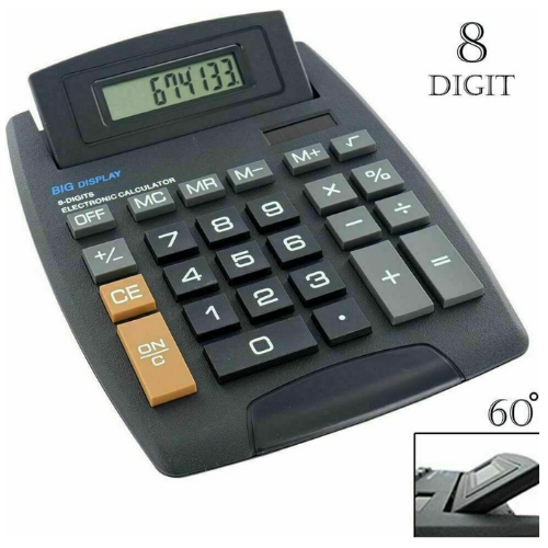 Jumbo Calculator 8 Digits Large Buttons School Office Business Desk Solar Tilt