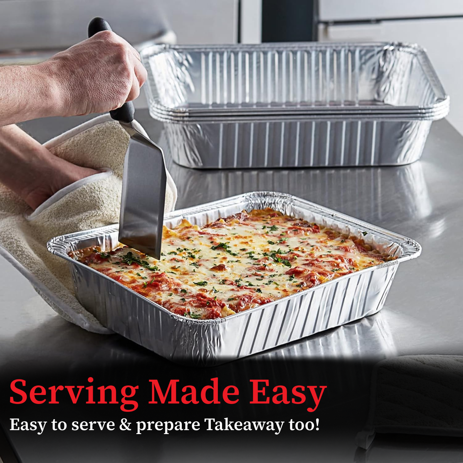 Square Foil Trays Disposable Aluminium Baking Roasting Tray Deep Tin 24 x 24 cm