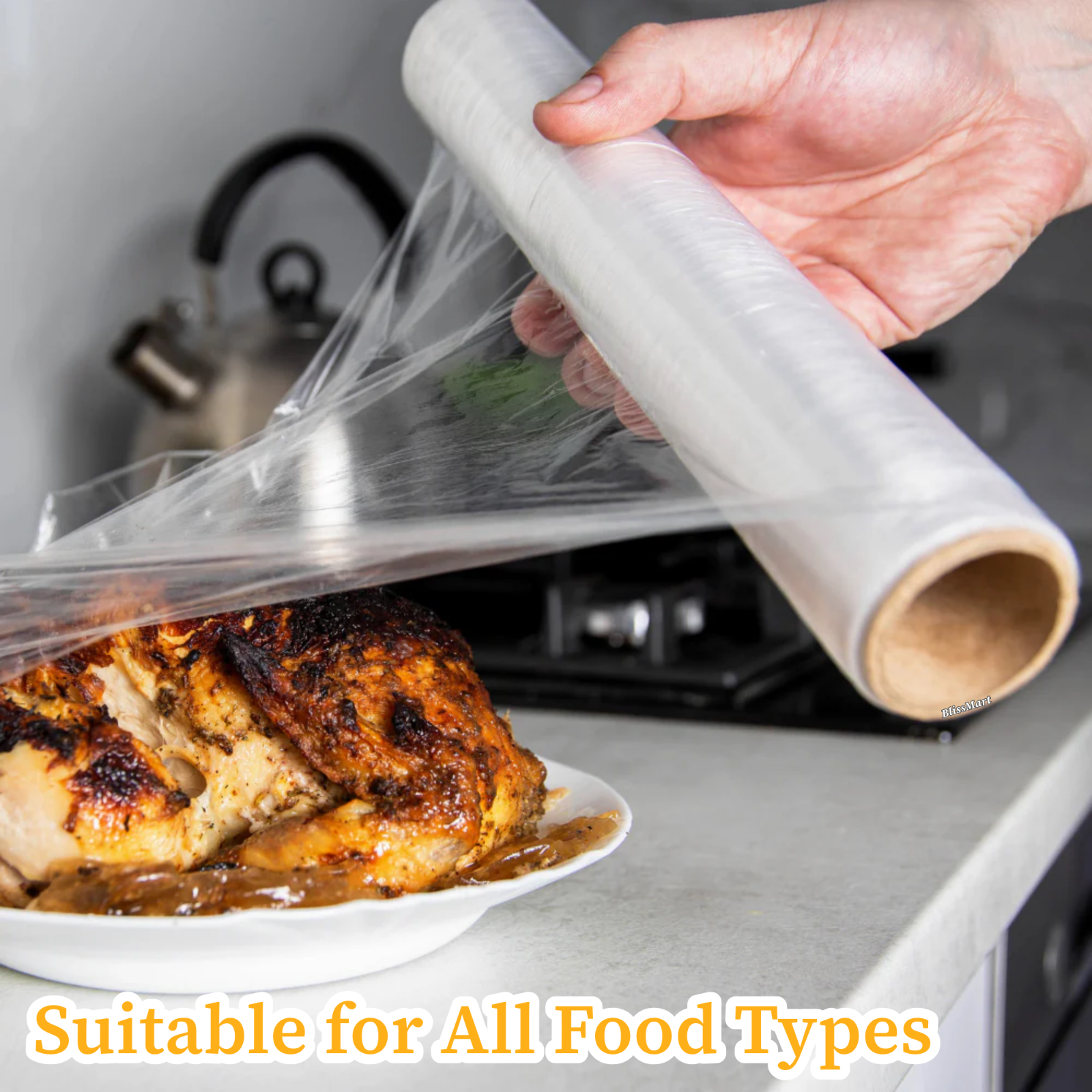 Cling Film Food Catering Clear Easy Cut Large Rolls Kitchen Wrap 50m x 30 cm x 3