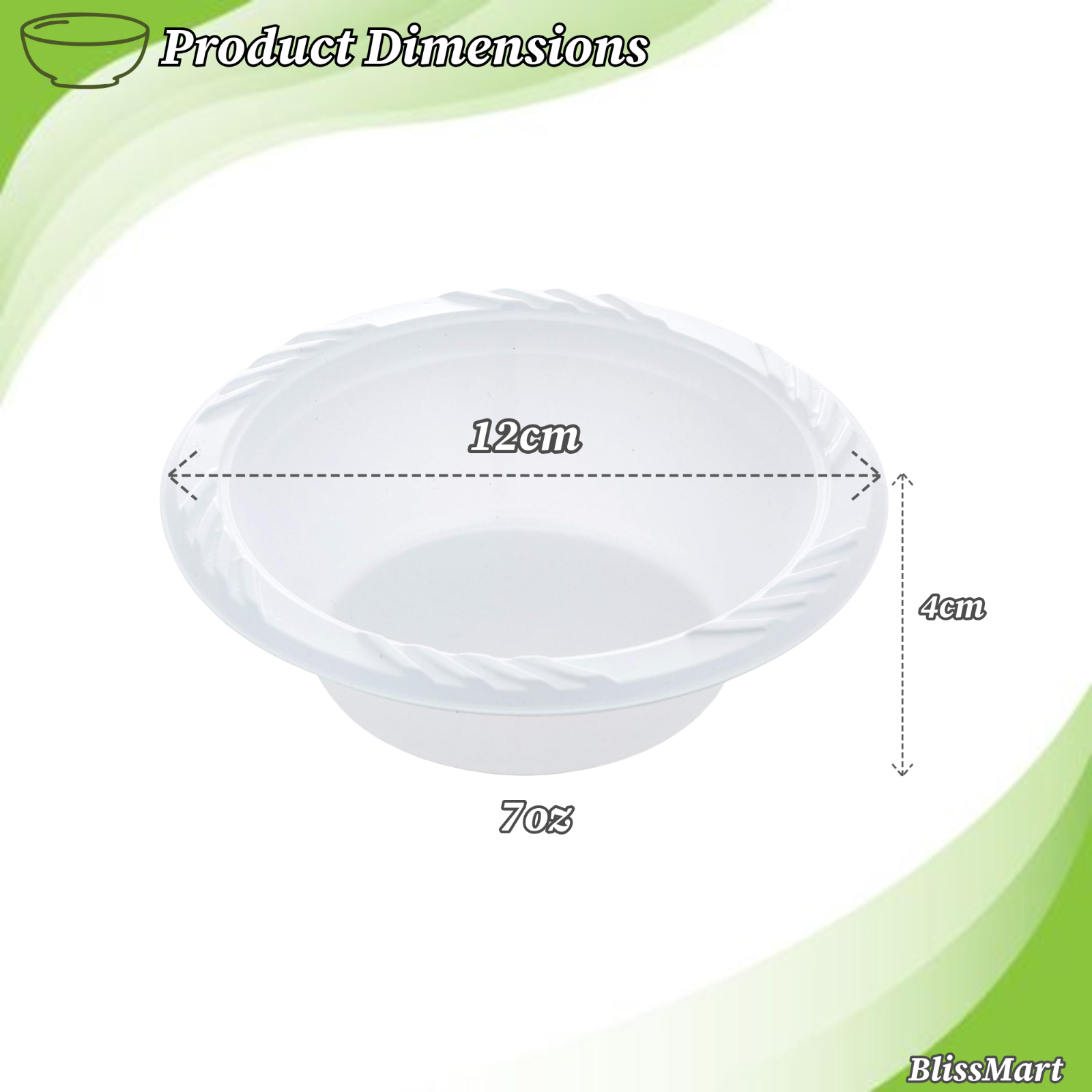 White Plastic Bowl Disposable 7oz 12oz bowl Dessert Soup Party Birthday Reusable