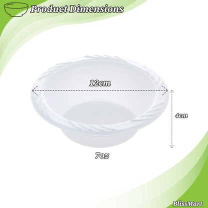 White Plastic Bowl Disposable 7oz 12oz bowl Dessert Soup Party Birthday Reusable