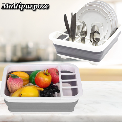 BlissMart Collapsible Dish Drainer Drying Rack Space-Saving With Cutlery Divider