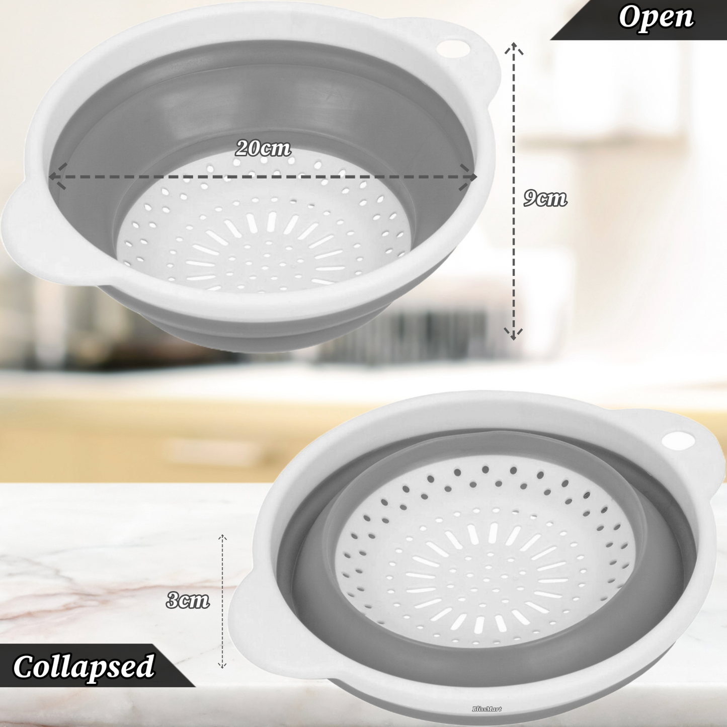 LARGE COLLAPSIBLE COLANDER FOLDING KITCHEN FOOD DRAINER DRAINING STRAINER BASKET