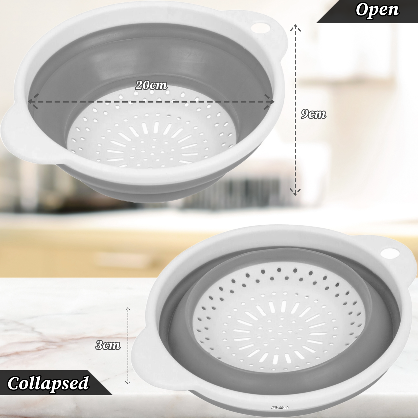 LARGE COLLAPSIBLE COLANDER FOLDING KITCHEN FOOD DRAINER DRAINING STRAINER BASKET