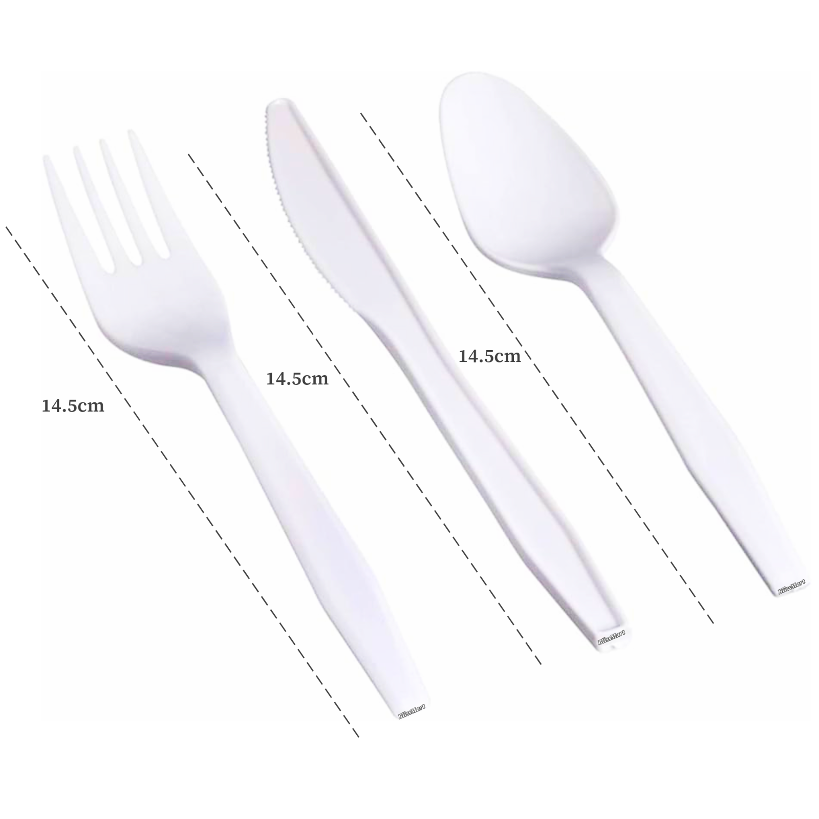 White Plastic Cutlery Set Spoons Forks Knives Cutlery Disposable Reusable 200Pc