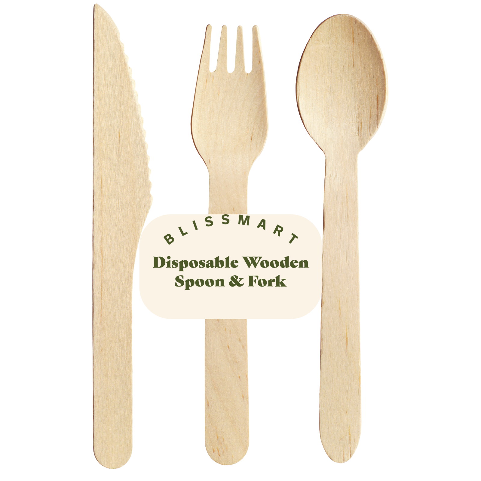 Wooden Cutlery Knives Forks Spoons Disposable Biodegradable Party BBQ ECO x 300