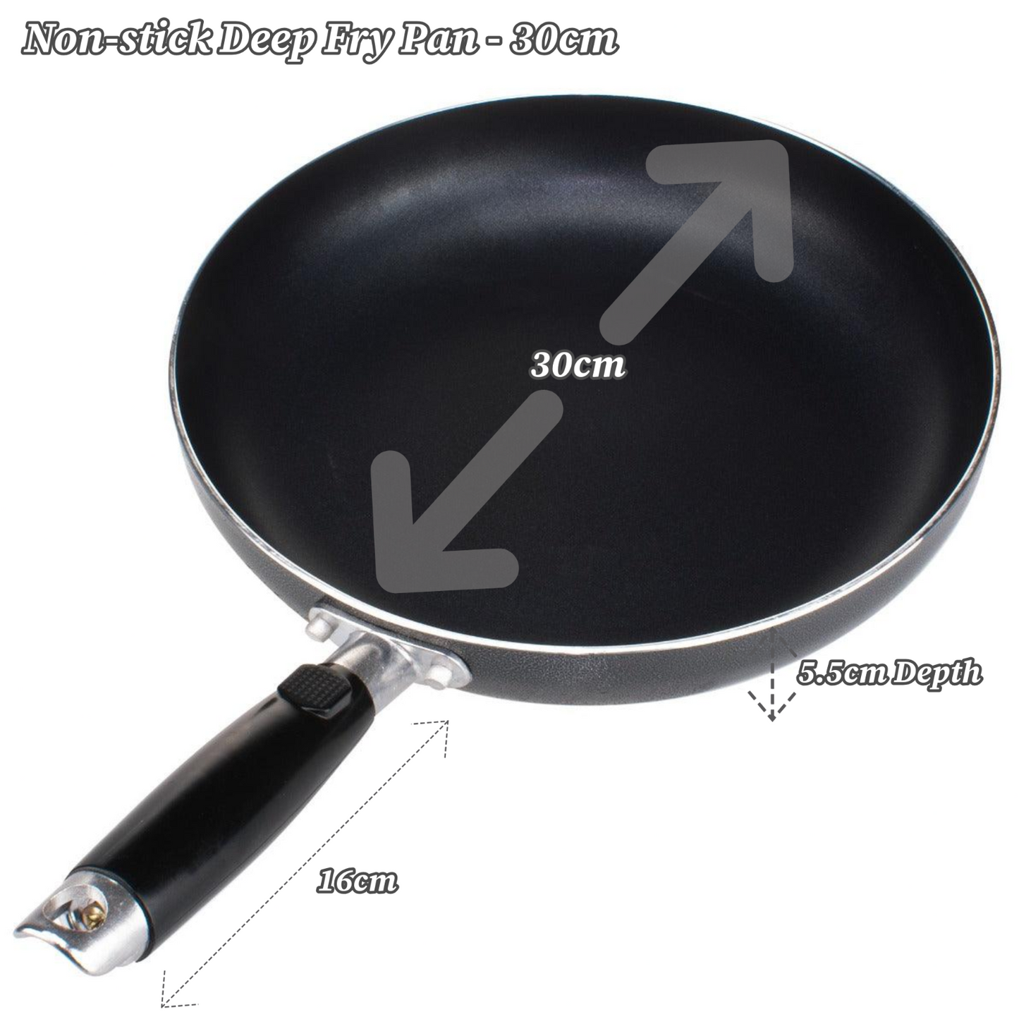 Non Stick Deep Frying Pan 12cm 18cm 20cm 24cm 28cm 30cm Mini Pan Gas Electric UK