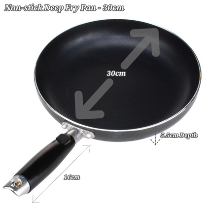 Non Stick Deep Frying Pan 12cm 18cm 20cm 24cm 28cm 30cm Mini Pan Gas Electric UK