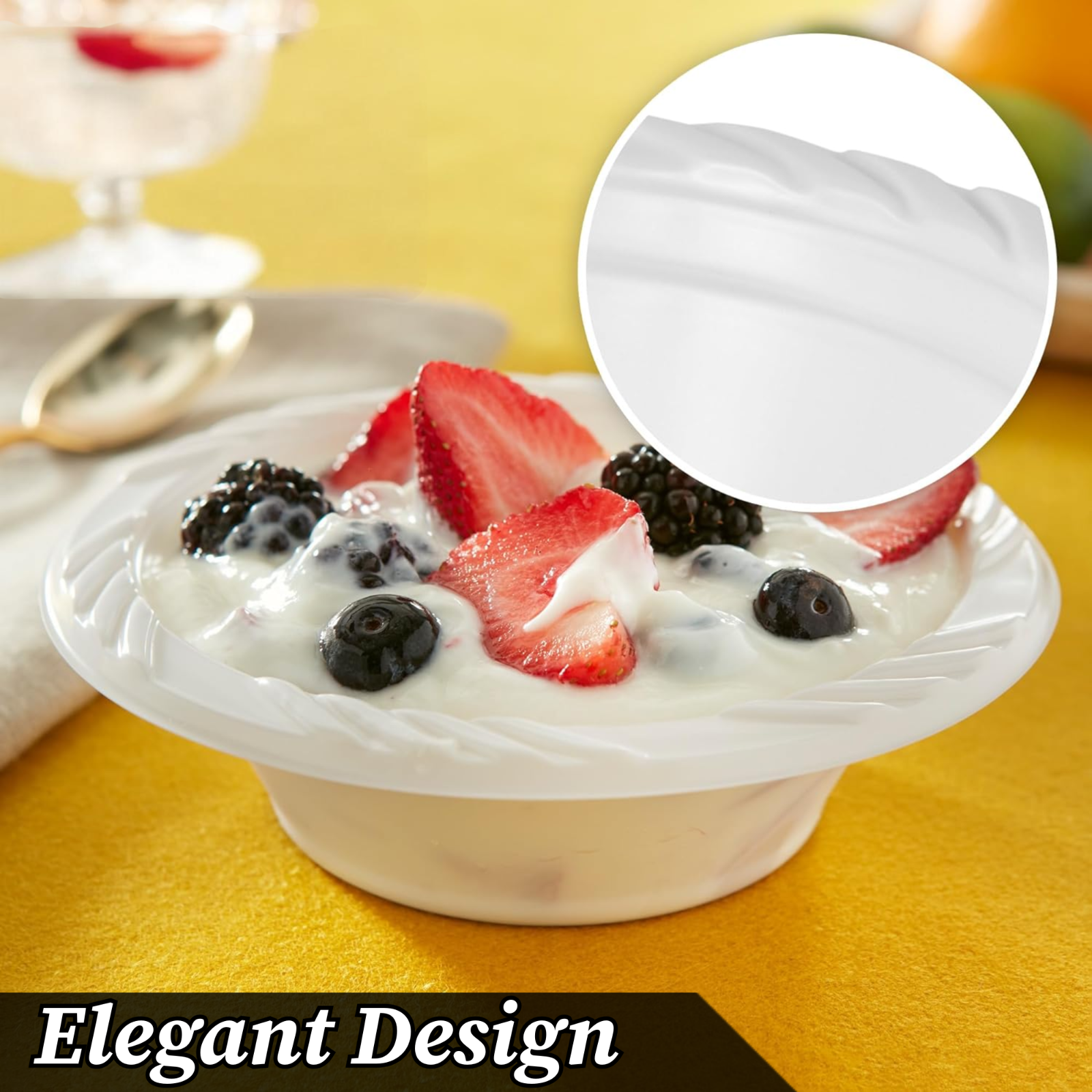 White Plastic Bowl Disposable 7oz 12oz bowl Dessert Soup Party Birthday Reusable