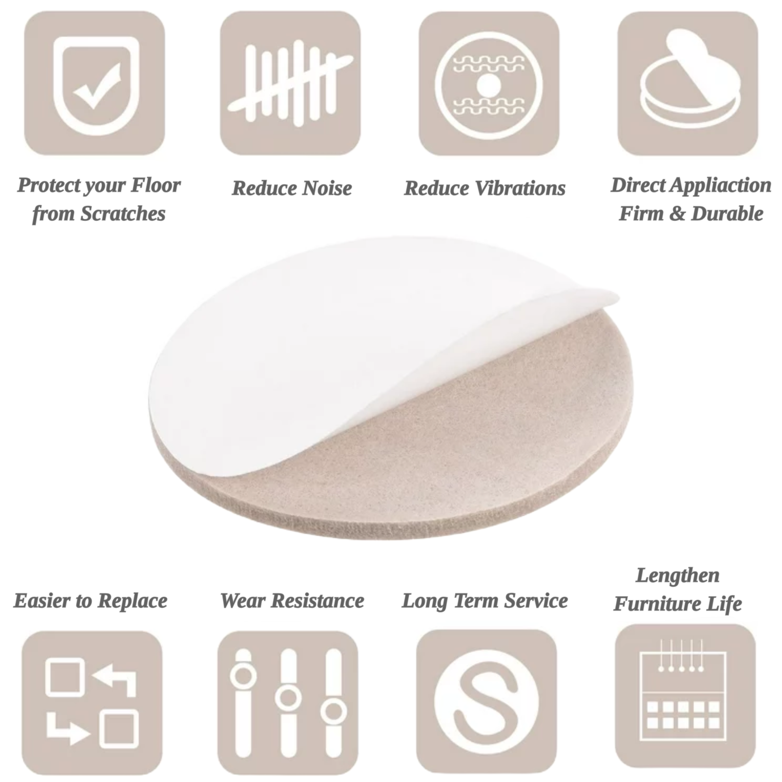 SELF ADHESIVE FELT STICKY PADS SQUARE ROUND WOOD FLOOR FURNITURE PROTECTORS 39pc