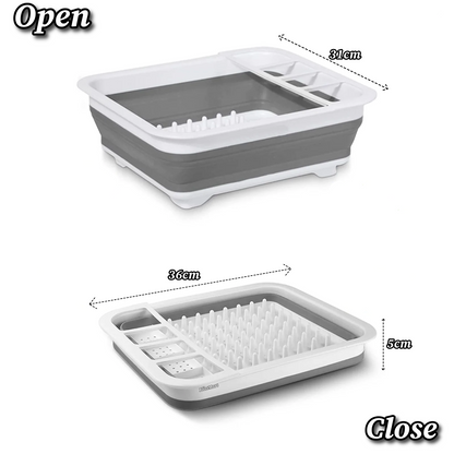 BlissMart Collapsible Dish Drainer Drying Rack Space-Saving With Cutlery Divider