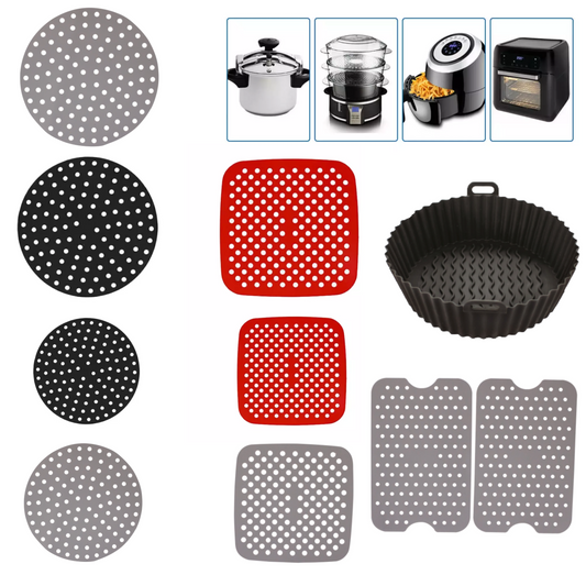 Reusable Air Fryer Silicone Pot Basket Oven Baking Liners Mat Tray Non Stick