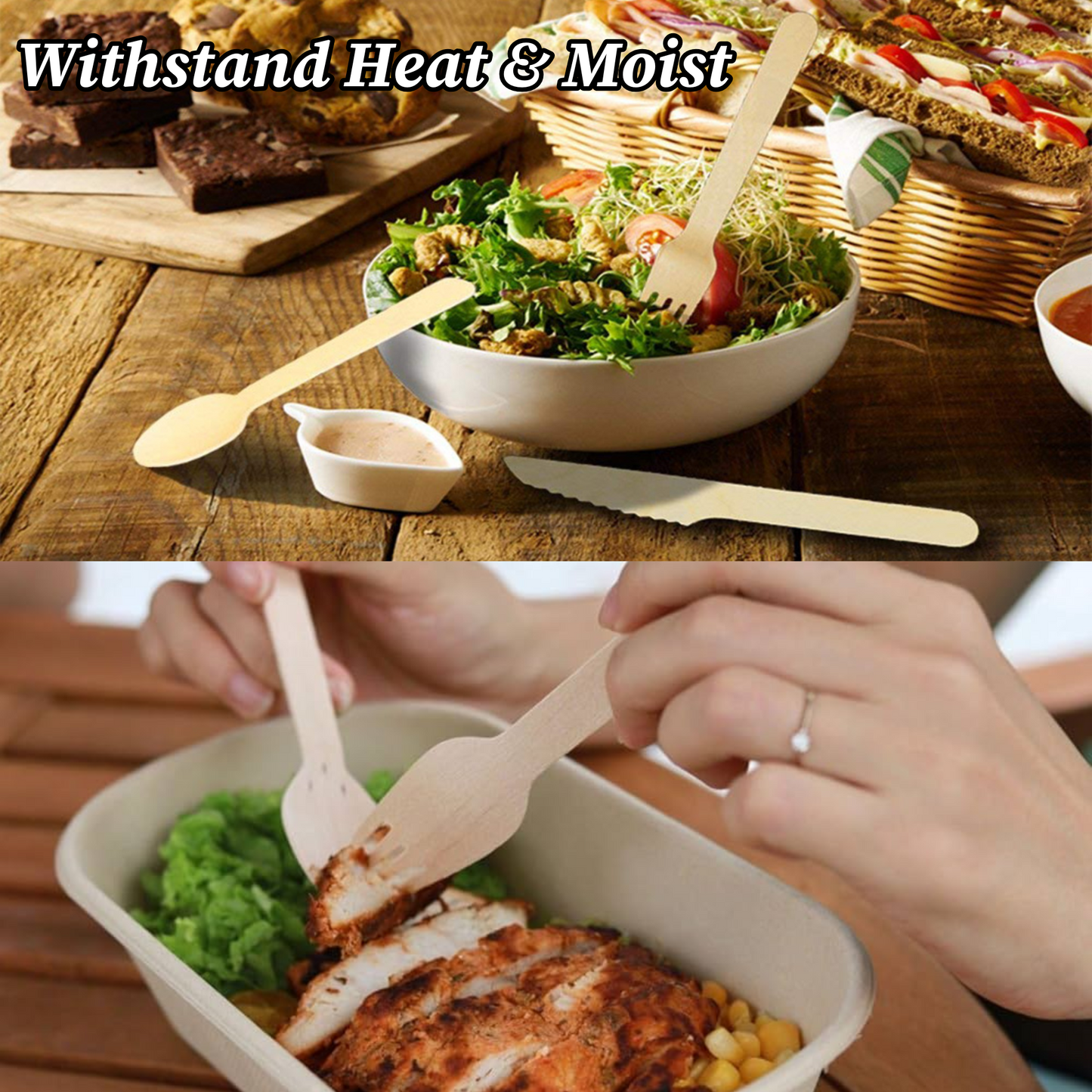 Disposable Wooden Forks [Pack of 100] | Eco-Friendly, Biodegradable Cutlery for Parties & Events