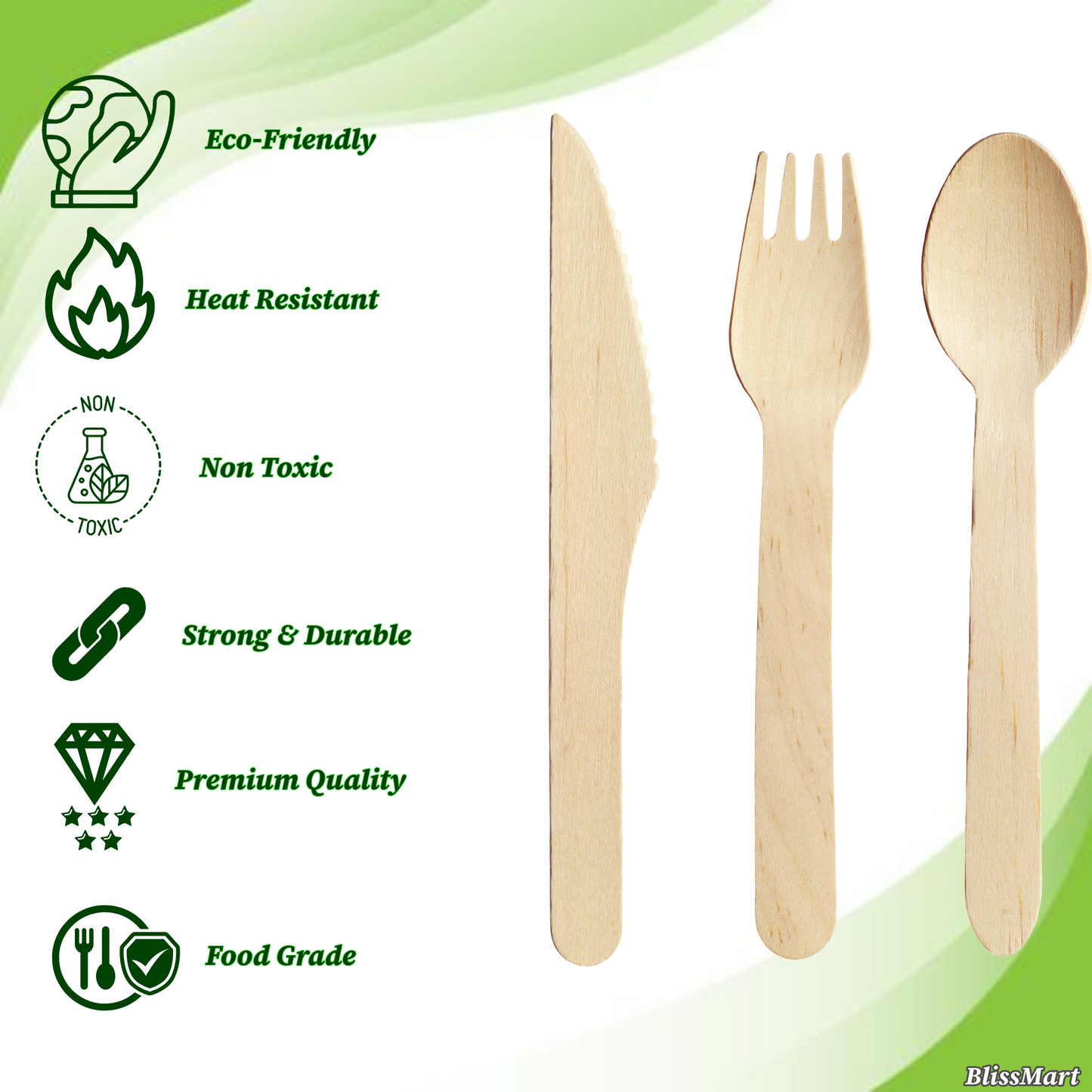 Disposable Wooden Forks [Pack of 100] | Eco-Friendly, Biodegradable Cutlery for Parties & Events