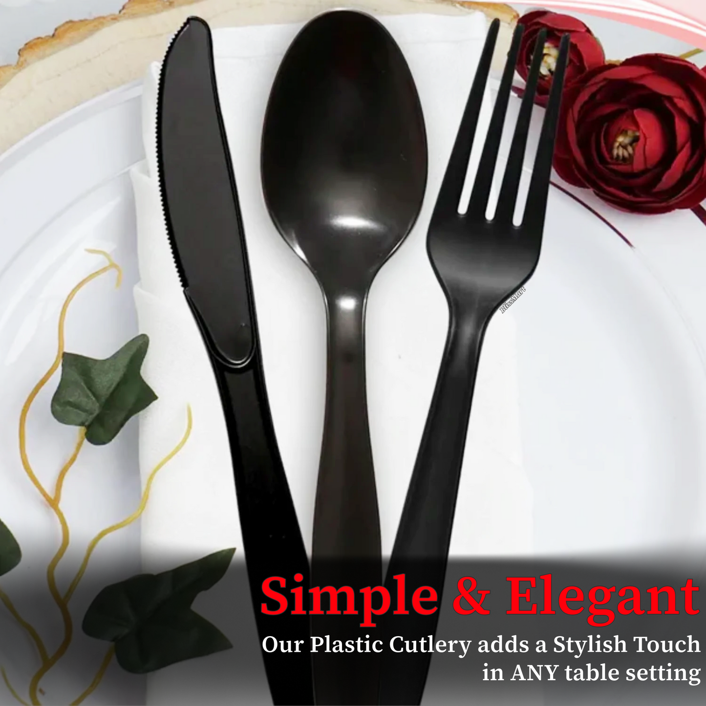 Reusable Plastic Cutlery Set – Spoons, Forks & Knives | Durable, Washable & Eco-Friendly Tableware for Home, Events & Catering