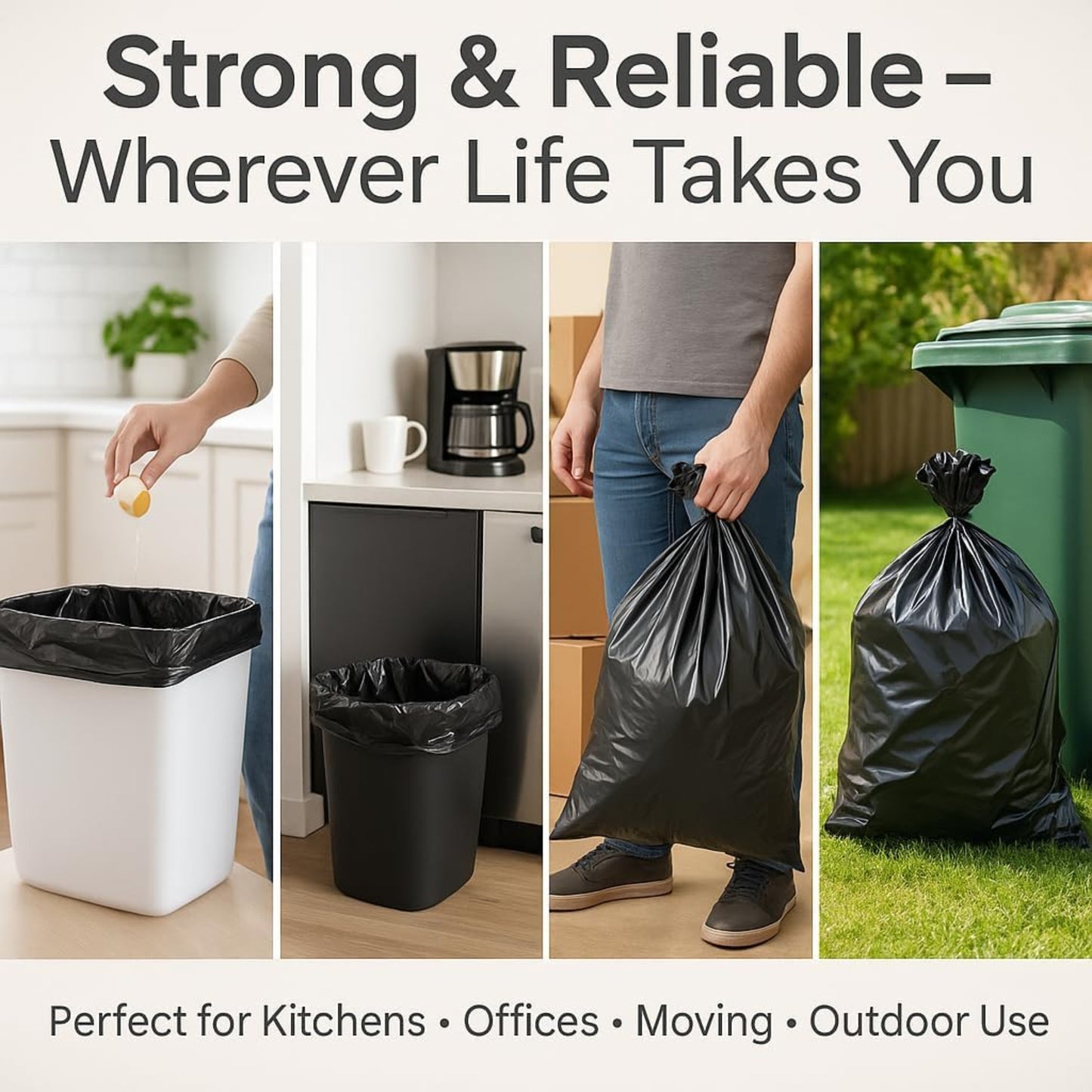 70L Black Bags | Heavy-Duty Refuse Sacks Bin Liners | 50 Pack