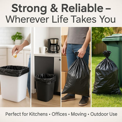70L Black Bags | Heavy-Duty Refuse Sacks Bin Liners | 50 Pack