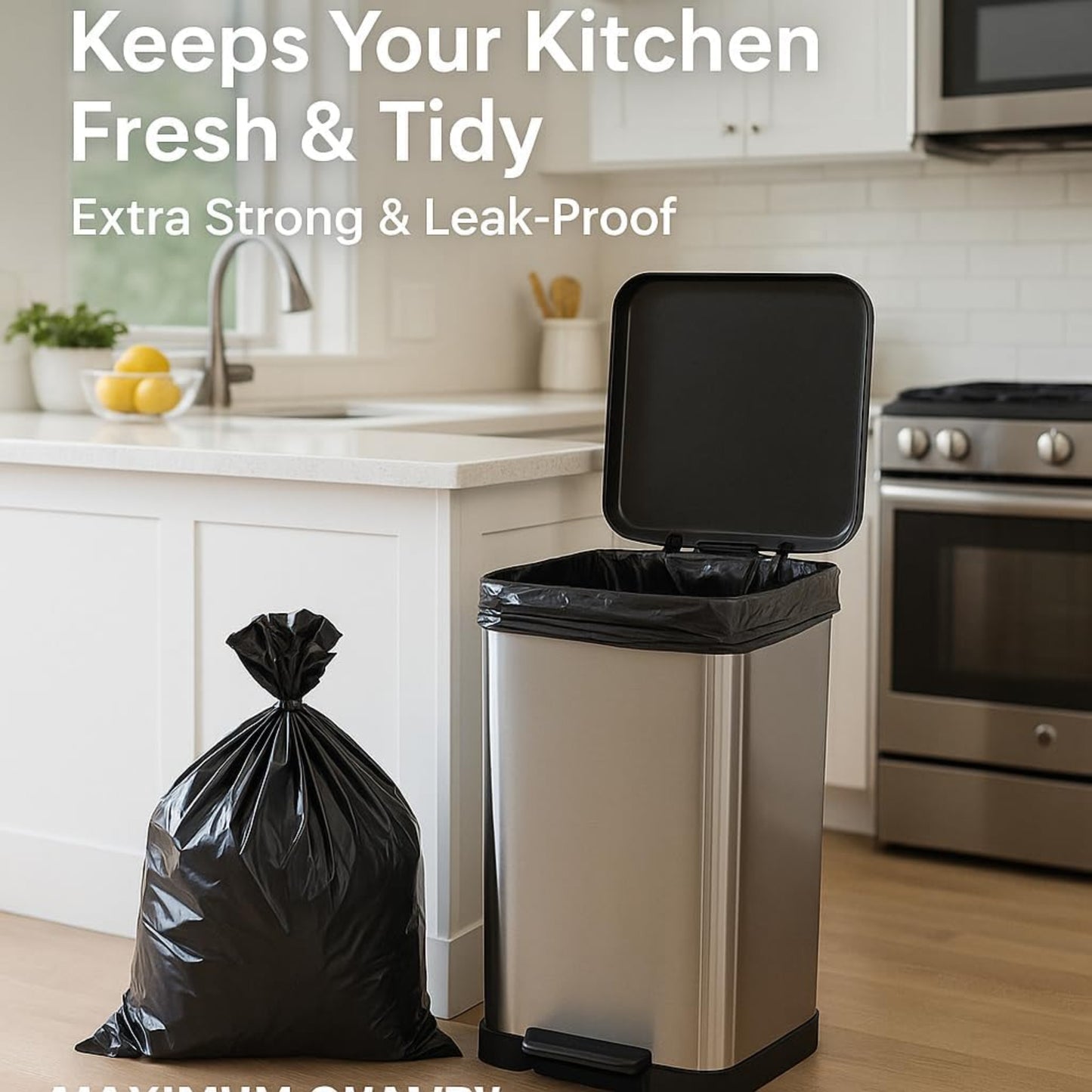 70L Black Bags | Heavy-Duty Refuse Sacks Bin Liners | 50 Pack