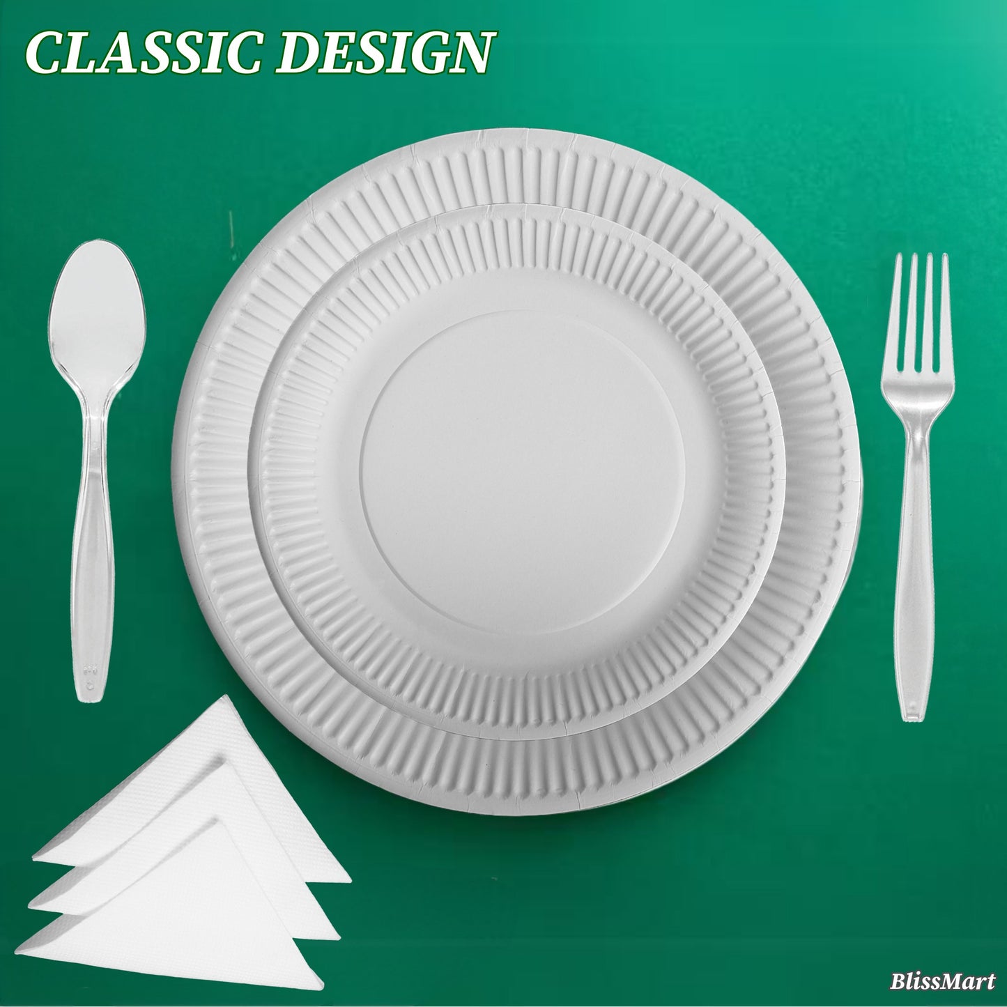 9 Inch Disposable Paper Plates 23cm  – Box of 1000 | Sturdy, Plastic-Coated Party Plates for Catering & Events