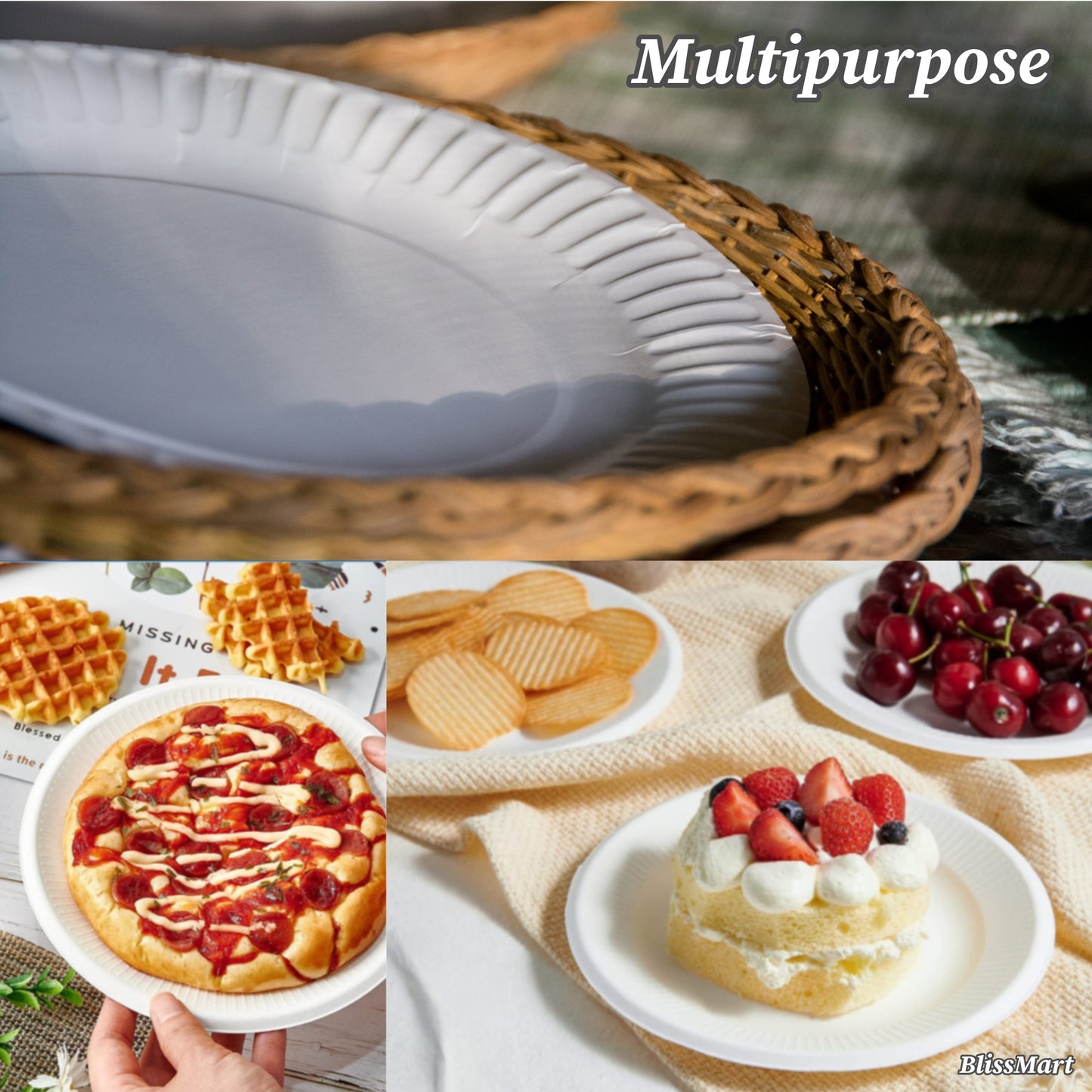9 Inch Disposable Paper Plates 23cm  – Box of 1000 | Sturdy, Plastic-Coated Party Plates for Catering & Events