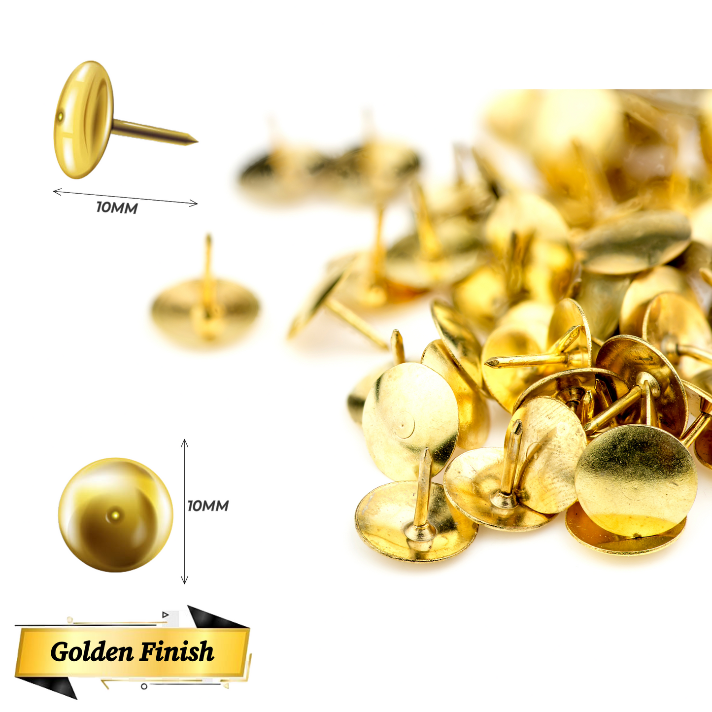 Drawing Pins Brass Golden Push Pins for Notice Boards/Crafts Thumb Tacks Office