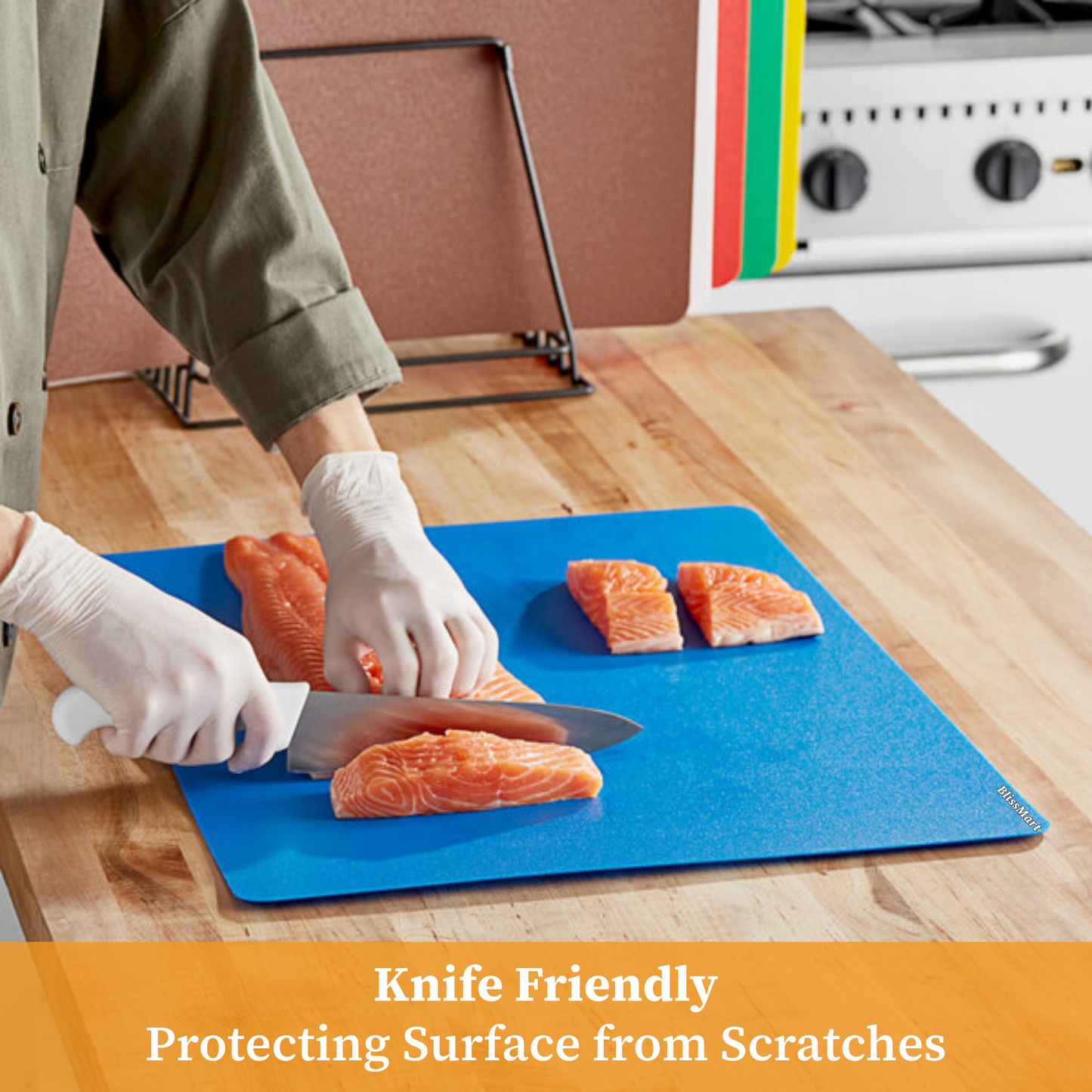 Blissmart 4pk Flexible Chopping Boards Set BPA Free Coloured Cutting Mats for Kitchen Use