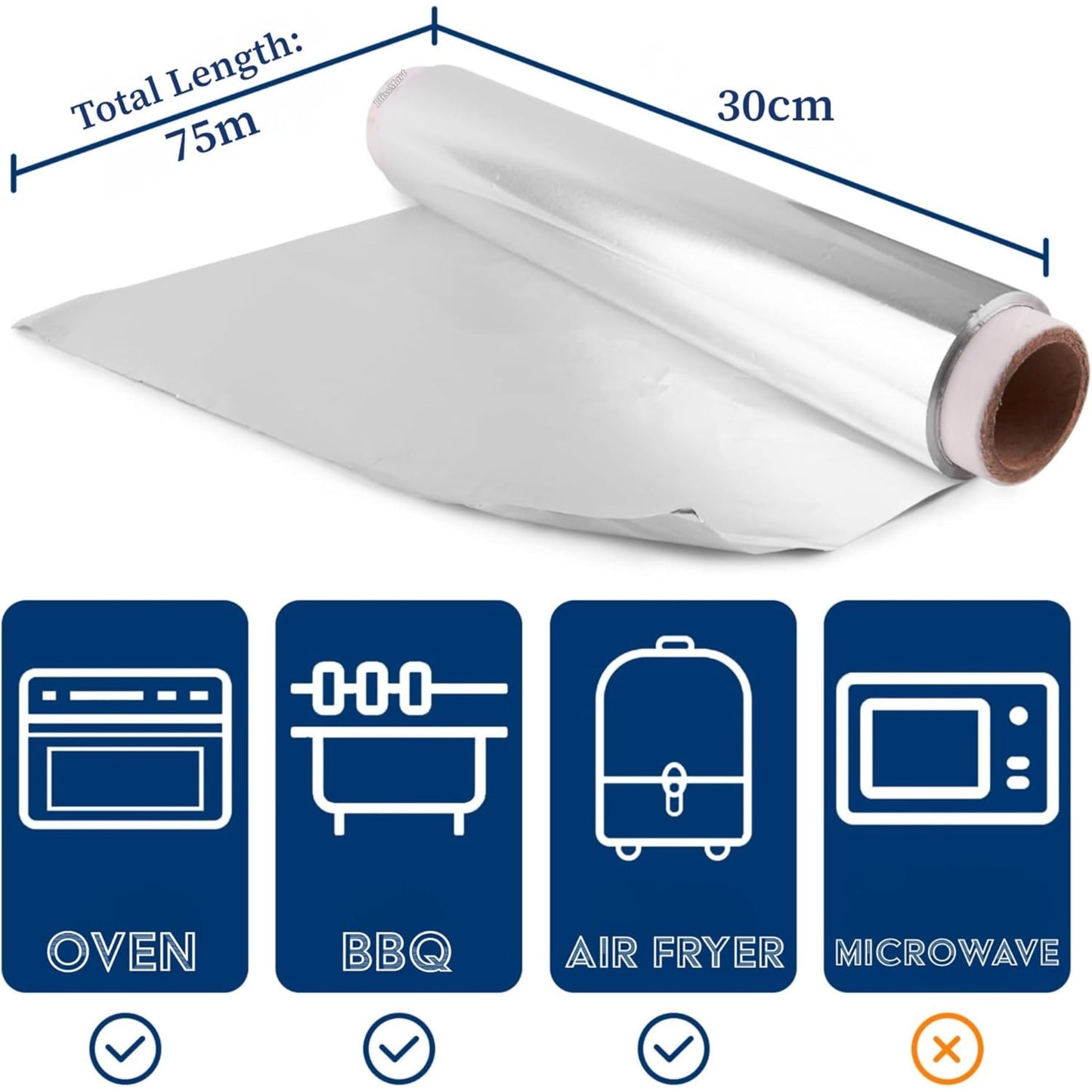 Catering Foil Roll 75m x 30cm | Aluminium Kitchen Foil