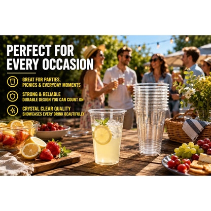 284ml Plastic Half Pint Glasses Case of 1000 UKCA Marked Clear BPA Free Strong Disposable Beer Cups Tumblers for Parties BBQs Events Catering