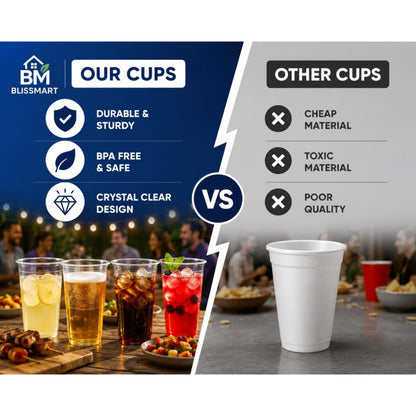 284ml Plastic Half Pint Glasses Case of 1000 UKCA Marked Clear BPA Free Strong Disposable Beer Cups Tumblers for Parties BBQs Events Catering
