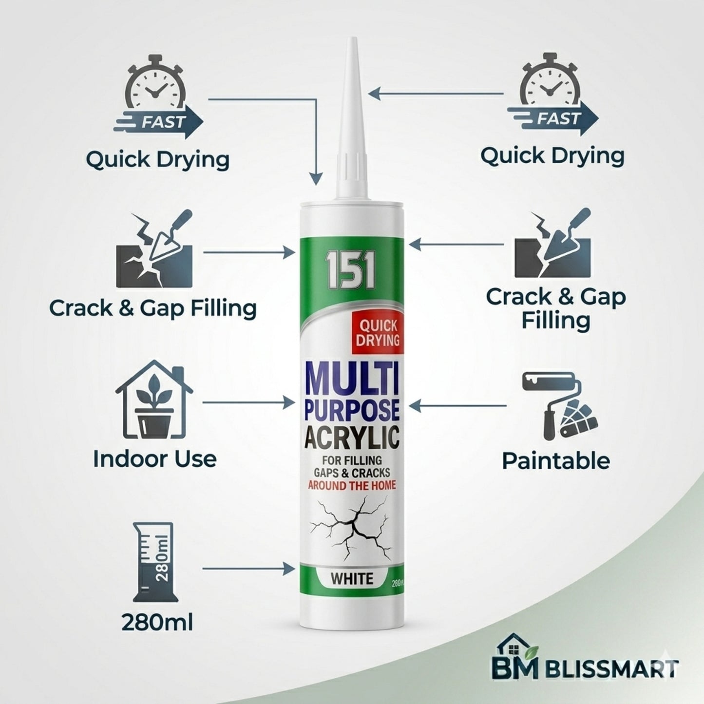 Multi-Purpose Acrylic Sealant 280ml | Paintable Gap Filler Caulk