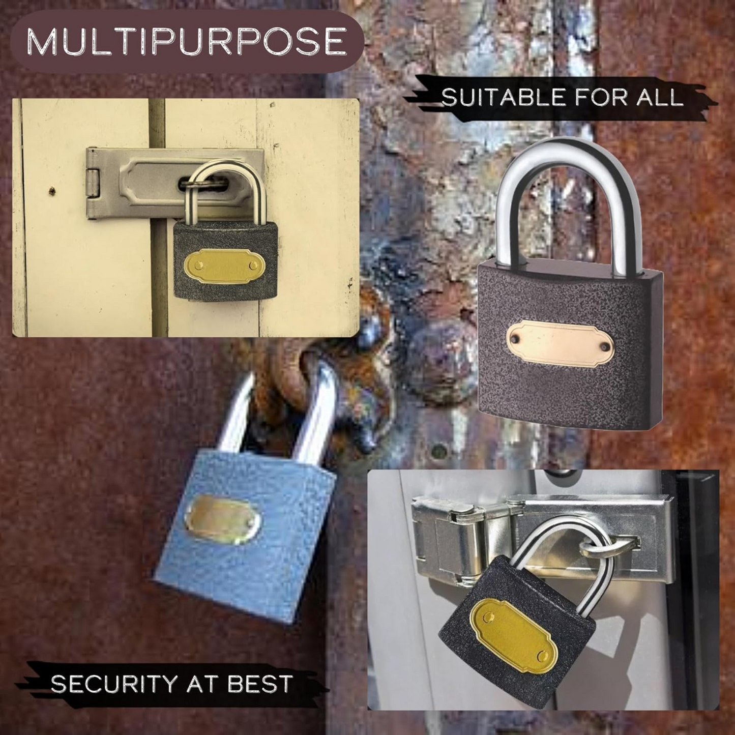 50mm Cast Iron Security Padlock – Heavy-Duty Shackle Lock for Outdoor Sheds, Gates & Storage with 2 Keys