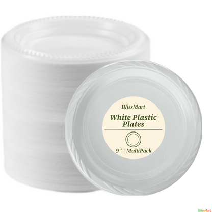 9 Inch Round Plastic Plates – Durable, Disposable Party Plates for Events, Catering & Everyday Use