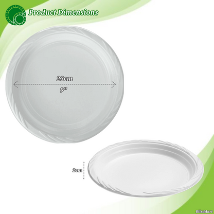 9 Inch Round Plastic Plates – Durable, Disposable Party Plates for Events, Catering & Everyday Use
