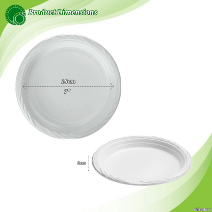 7 Inch Round Plastic Plates Reusable Durable, Disposable Party Plates for Events, Catering & Everyday Use