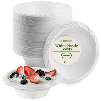 12oz Plastic Bowls | Reusable Party Bowls (Pack of 100)